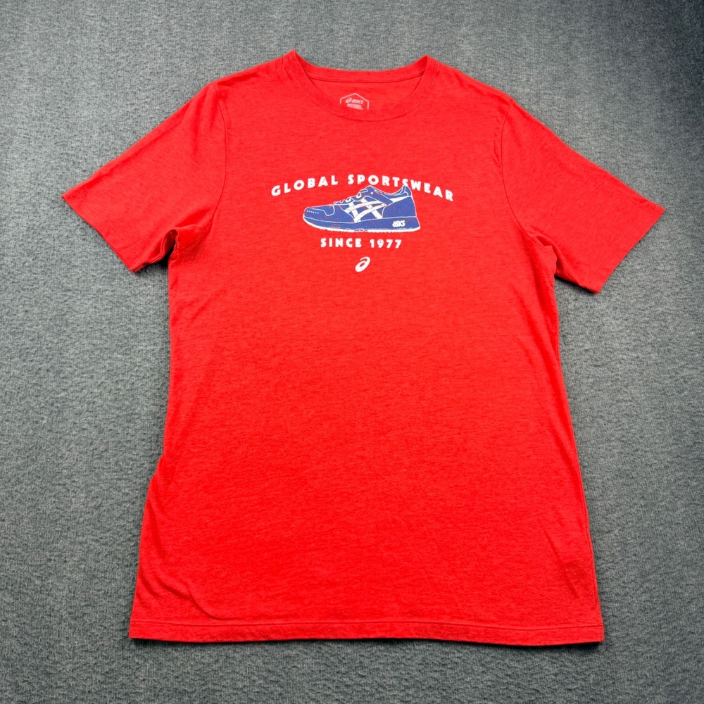 Asics Global Sportswear Since 1977 Red Graphic T-Shirt Mens Large